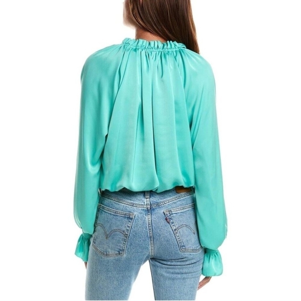 Ramy Brook Turquoise Satin Blouse, NWOT - Picture 2 of 5